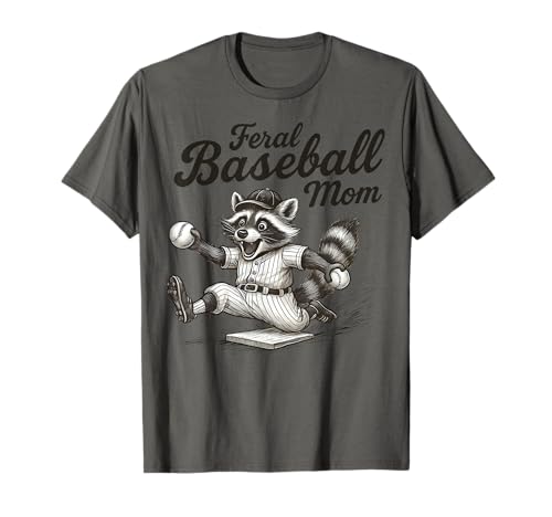 Retro Raccoon Feral Baseball Mom Trash Panda Sport Lover T-Shirt