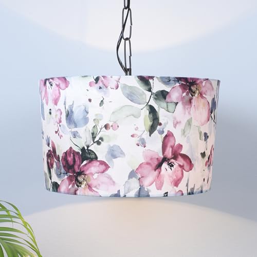 Image of tu casa Cobra Saffron Print Fabric Glow Pendent Light Hanging Lamp for Bedroom, Living Room, Lounge, Office, Gifting Area Without Bulb for Home Decoration (Height - 20 inch)
