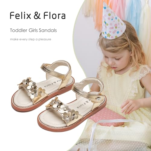 Image of Felix & Flora Toddler Girl Sandals - Little Girl Easter Dress Shoes Lightweight Open Toe Beach Holiday Flats