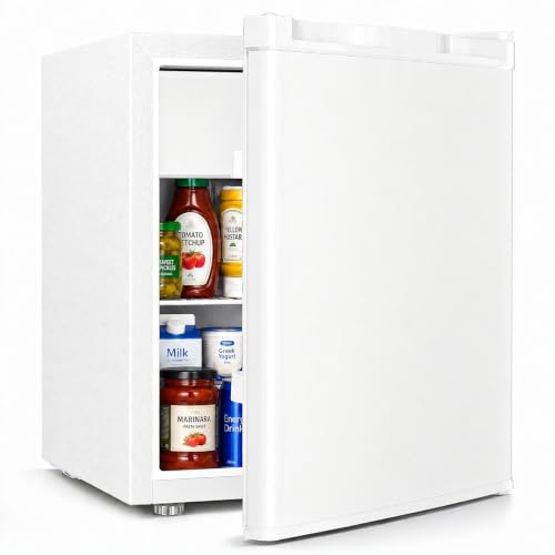Image of Antarctic Star Compact Refrigerator Mini Fridge with Single Reversible Door,Wire Shelf,Defrost Button, for Bedroom /Office /Dorm,1.3 Cu. Ft,White