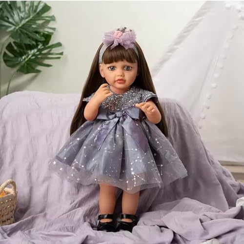 Breatoi! Realistic Sound & Activities! Lifelike Full Silicone Body Reborn Baby Girl Doll Toy Princess Toddler Bebe with Brown Long Hair (B0C7QYYDQG) Amazon Price History, Amazon Price Tracker