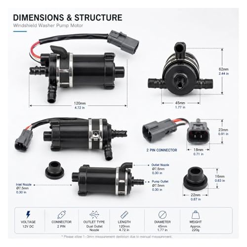 Bomba limpiaparabrisas con presión estable de 12V para luneta trasera Civic y CR-V 2