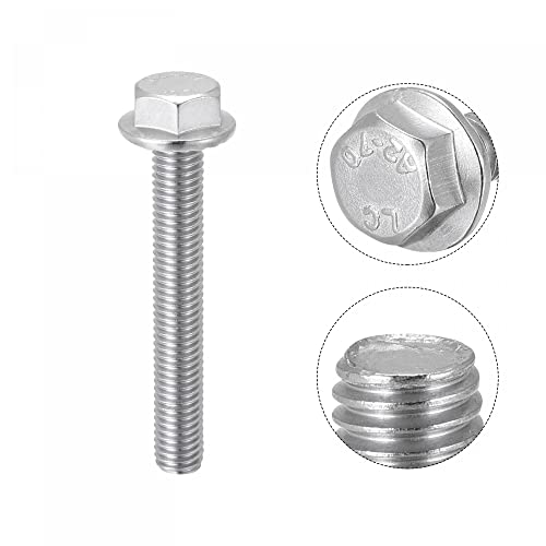 Image of uxcell M8x55mm Hex Serrated Flange Bolts Screws Metric Thread 304 Stainless Steel 10pcs