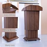 Podium Stand, Podiums On Wheels, Church Pulpit with Storage And Wheels, Lecterns & Podiums, Wooden Podium for Churches Seminars Schools(White,70 * 50 * 100cm)
