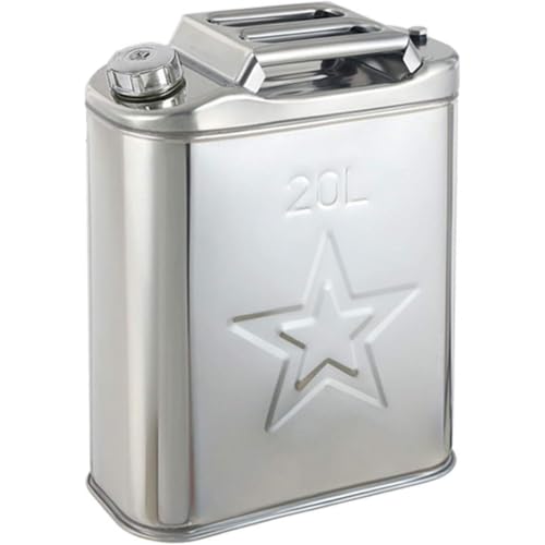 Vzfv ガソリン携行缶 5L/10L/15L/20L ノズル付き ボトルタイプ 軽量 304ステンレス鋼 板厚0.8mm 消防法適合品 緊急用・車載・保管用 漏れ防止 業務用 防災 キャンプ アウトドア 予備燃料 (A-20)