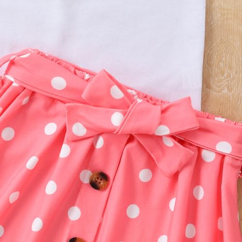 Image of Ayzozuy Kid Girl Clothes Shorts Set 2 Piece Outfits Summer Casual Short Sleeve Top and Shorts Set for Girls 4-7