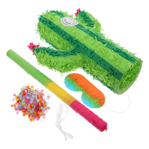 Piñata cactus en papier Angoily avec bâton pour animation d'anniversaire