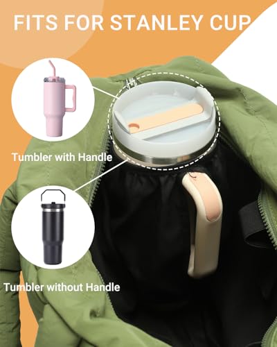 Image of Herald Puffer Tote Bag for Women, Large Quilted Puffy Handbag Lightweight Satchel Purse with Cup Holder & Compartment