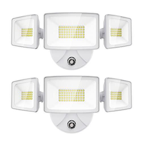Onforu 55W Led Dusk To Dawn Security Lights, 2 Packs 5500Lm Exterior Flood Lights, Ip65 Waterproof Outdoor 3 Adjustable Heads Photocell Lights Fixture, 6500K Daylight White Floodlights #TOP9
