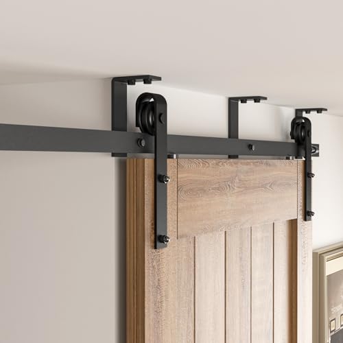 CCJH 9FT Ceiling Mount Bracket Sliding Barn Door Hardware Kit