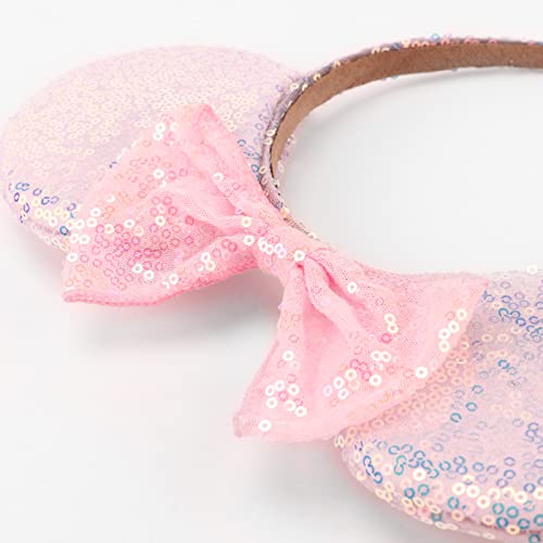 Image of DRESHOW Mouse Ears Bow Headbands Minnie Ears Headband Glitter Party Decoration Cosplay Costume for Women