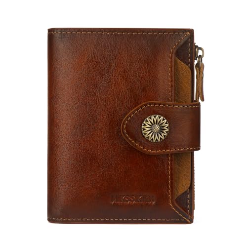 RFID Wallet Women,Bifold Leather Womens Wallet,Compact Small Wallets Woman Card Holder with Removable ID Window