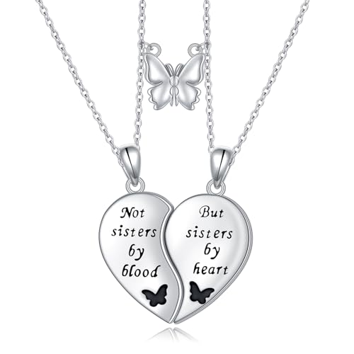925 Sterling Silver Always My Sister & Daughter Mother Forever My Friend Love Heart Necklace for Women & Mother Gift