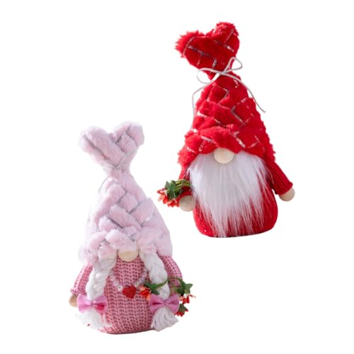 Poupées gnomes Saint-Valentin décoration romantique bureau maison