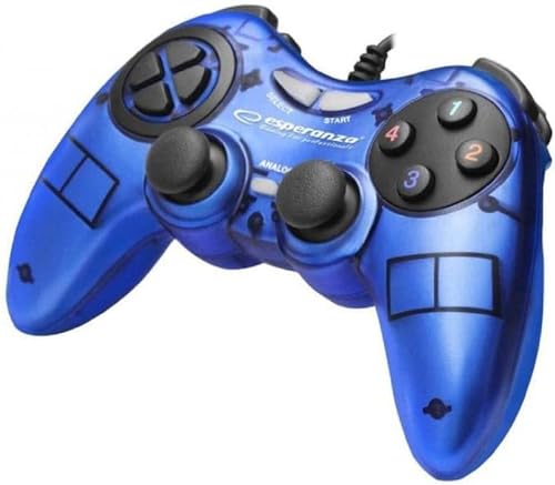 Esperanza EGG105B Fighter - Gamepad avec VIBRACIÓN Para PC - Azul, Multicolore, EGG105B Fighter - Gamepad avec Vibración Para PC - Azul