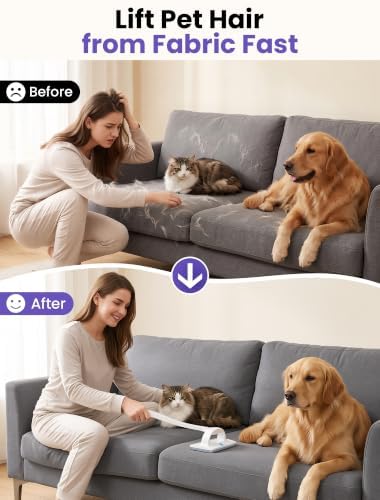 DELOMO Reusable Pet Hair Remover Brush for Furniture, Dog & Cat Fur Remover