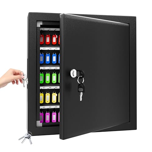 XDeer Key Box Wall Mount, 125 Key Organizer Cabinet, Safe with Combination Lock for Hotels & Offices & Car Dealerships - Black