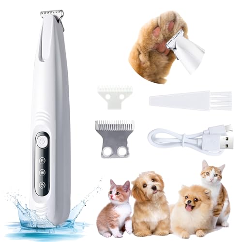 Tosatrice per Cani e Gatti, 500mAh Ricaricabile via USB Tosatrice Cani Professionale, Tagliacapelli per Animali a Basso Rumore, Rasoio Elettrica per Animali Domestici Zampe Occhi Orecchie (F6)