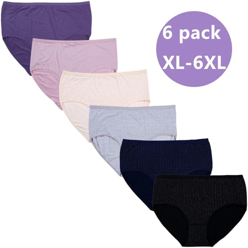 Women's Plus Size XL-6XL Underwear High Waisted Plus Size Panties Briefs for Women 6-Pack2