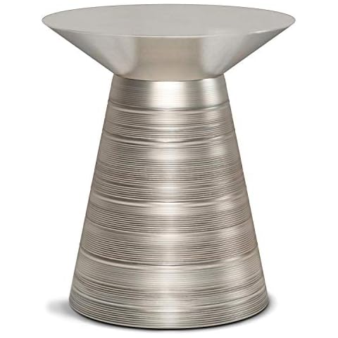 SIMPLIHOME Mesa de Metal en Plata Envejecida Cover