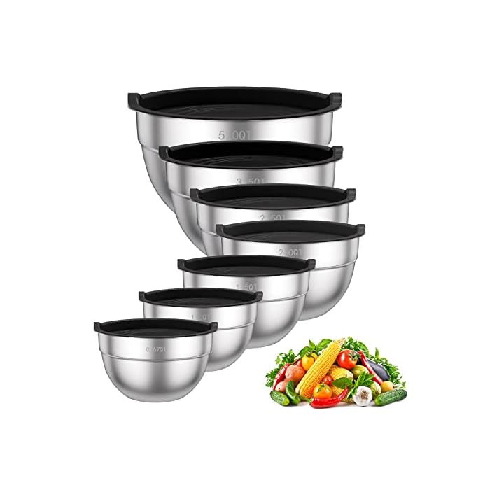 Buy 7PCS Mixing Bowls with Lids Set, Stainless Steel Nesting Mixing