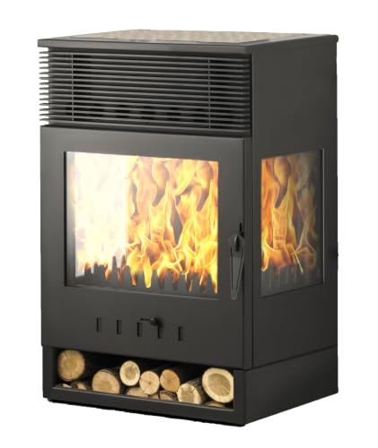 EIDER BIOMASA - Tokyo VENTILATED VISION Oven - Ventilated Wood Stove with Oven 14.99 kW - Compact 97x52x61 cm - up to 290 m³ - Energy Efficiency Class A - Triple Vision of Fire