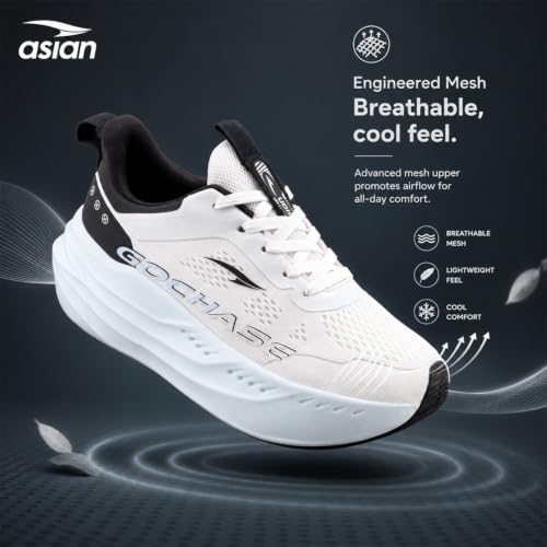Image of ASIAN Aerofoam-01 Men's Running Shoes with Breathable Mesh Upper | Energy Return Sole, Lace-Up Fit & Lightweight Comfort