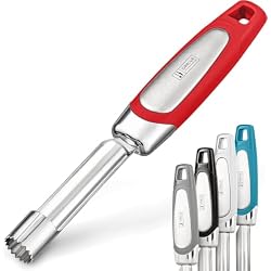 Orblue Apple Corer Tool, Heavy Duty Stainless Steel Fruit Core Extractor | Dishwasher Safe, Ergonomic Handle, Sharp Serrated Blade, Comfortable Grip, Cores in Seconds, Food-Grade Steel, Red