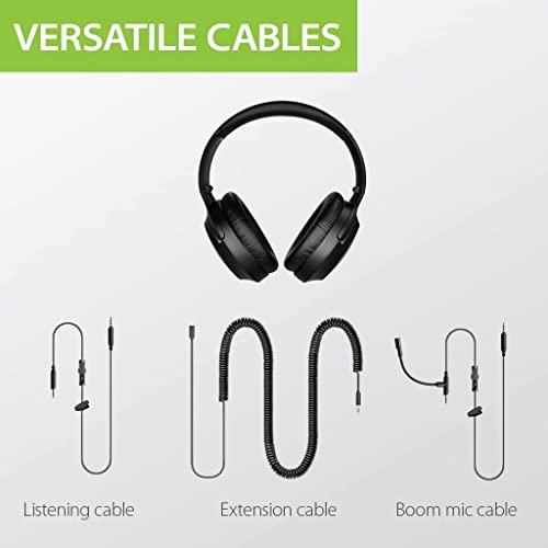 Avantree Aria Line M - Wired Over-Ear Headphones & Avantree Black Replacement Earpads For Aria Series #TOP2