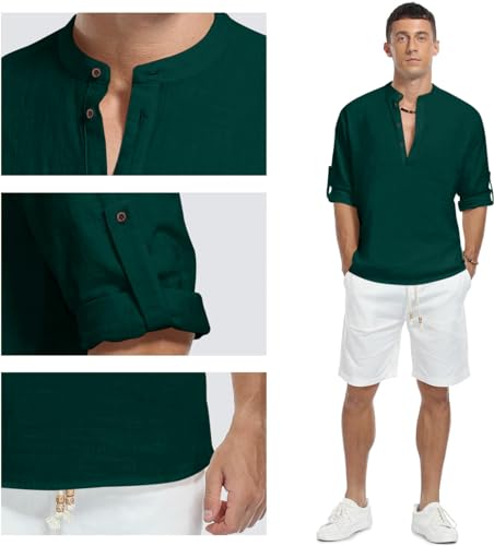 Image of Zombom Men's Kurta || Chinese Collar Long Sleeves || Straight Hip Length Kurtas || Short Kurta for Men || for Festival || Function || Occasion Wear Fancy Kurta for || Best Gifts for Men's