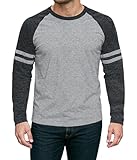 Decrum Baseball Shirt Men - Casual Mens Long Sleeve Tee Shirts [40042047] | Heather Grey & Charcoal, XXXL