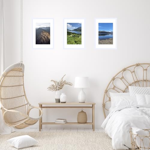 Image of JCJMY 16.5x23.4 A2 Picture Frame White with 11.7x16.5 A3 Mat, Display Photo 11.7x16.5 with Mat or 16.5 x 23.4 Without Mat, Wall Hanging Large Frame with Plexiglass, White