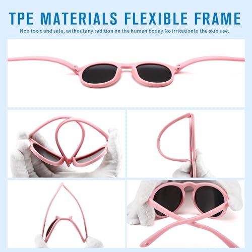 Pro Acme Baby Sunglasses with Strap, Polarized Flexible UV400 for Newborn Infant Toddler Age 0-24 Months4