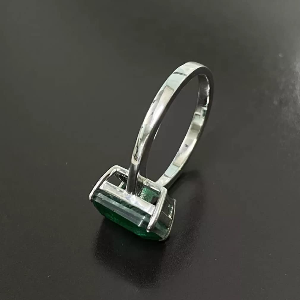 Tummty 925 Sterling Silber Braut Smaragd Ring Funkelnder Karbon Diamant Hochzeit Verlobungsschmuck