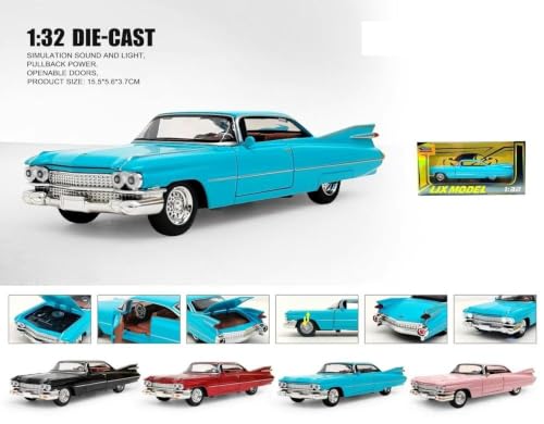 Image of Sky Tech Cadillac Eldorado Vintage Car 1:32 Scale Model Exclusive Alloy Metal car Pull Back Die-cast Metal Toy with Openable Doors Light Music Best Gifts Toys Kids【Colors as Per Stock】