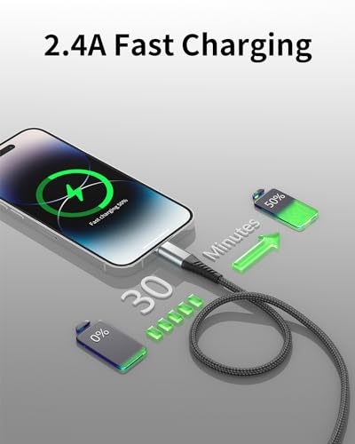 3FT Lightning Cable, 3 Pack iPhone Charger Cord Fast Charging 3 Foot Braided USB to Lightning Cable for iPhone 14 13 12 11 Pro Max Mini 10 8 7 Plus XR XS SE