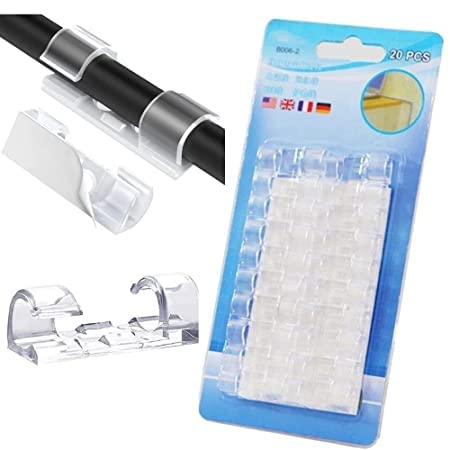 SpiderJuice 10Pc Plastic Transparent Self Adhesive Wire Organizer Cable Management Clips Holding Clamp Hook for Home Office Desktop WiFi USB Mess Manager with Foam Sticker-image-16