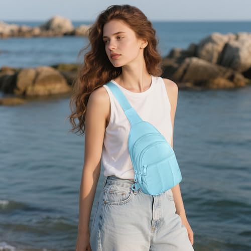 Image of Viverte Quilted Puffer Crossbody Bags for Girls Gifts for Teen Girls Sling Bag Lightweight Cross Body Bubble Purse Shoulder Bag for Travel (Icing Blue)