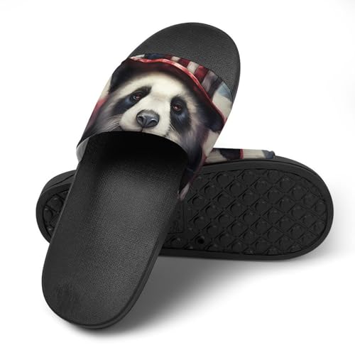 Panda Patriotic U.S. Flag Non Slip Slides Sandals for Women Men Quick Drying Shower Shoes for Bathroom Pool Beach4
