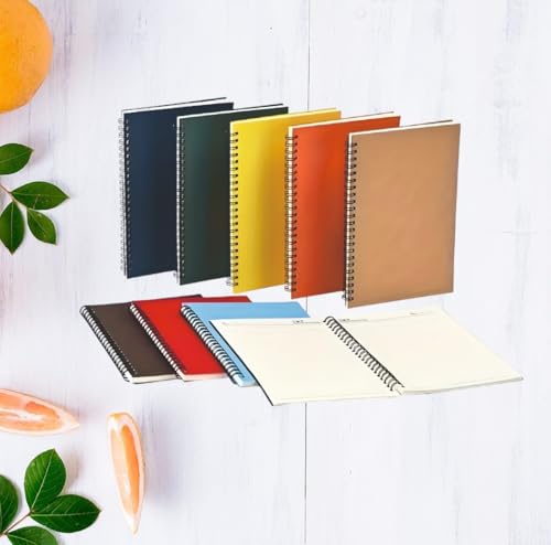 Image of Premium Spiral Notebook Plain A4 Size, Unruled 70 GSM Paper, 200 Pages, College Unruled Paper, School Office Supplies, Multicolor Pack of (9)