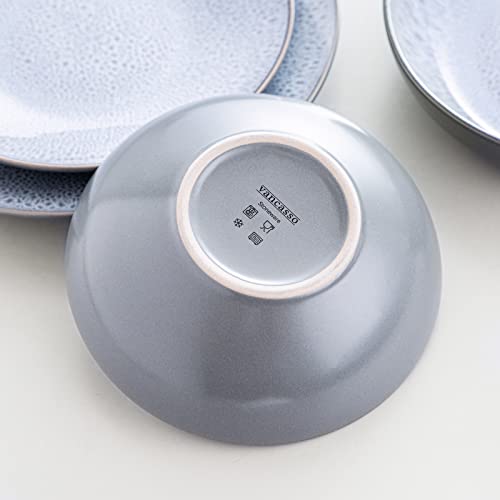 Vancasso Karst 16 Pieces Dinnerware Set, Round Dish Set, Plates And Bowls Set, Grey #TOP4