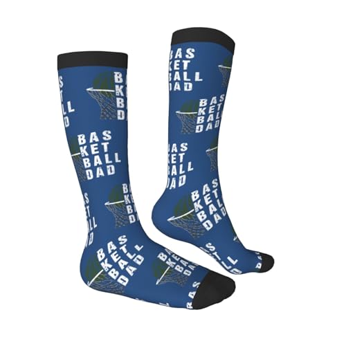 Basketball Dad Calf-Length Color-Blocked Knee-High Socks With 3D Printed Design, Unisex3