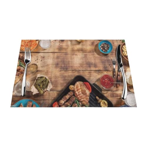 6pc PVC Polyester Woven Picnic Table Mats