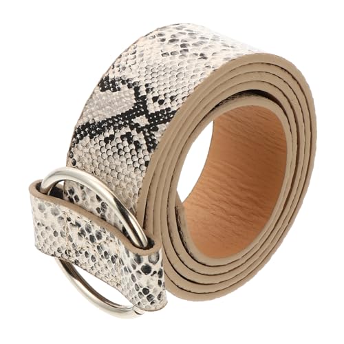 Beaupretty Snake Print Round Buckle Waist Belt for Women Imitation Leather Casual Wide Belt Stylish Zebra Cow Pattern Female for Fashion Suitable for Daily Wear