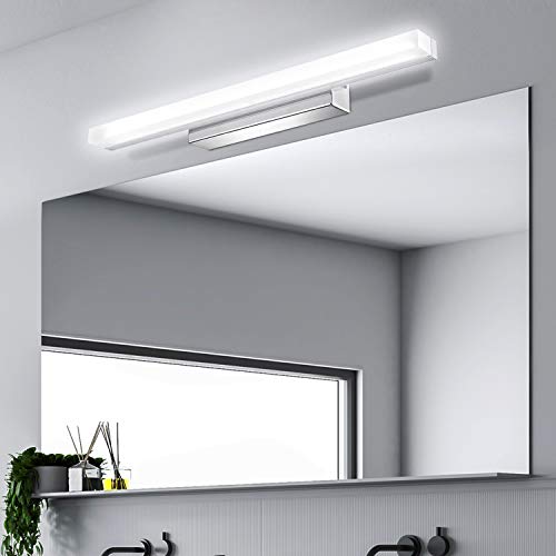 Kohree Lámpara de Espejo Led Luz Baño IP44 Prueba de Agua 40CM 9W 800LM 6000K Lampara Aplique Espejo Baño Luz Iluminación para Cuarto Baño Acero Inoxidable Sin Parpadeo Contra Niebla Neutro Blanco
