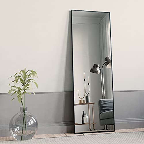Beautypeak Full Length Mirror 64"X21" Nano Glass, Standing Rectangle Floor Mirrors Body Dressing Wall-Mounted Mirror For Living Room, Bedroom, Black #TOP7