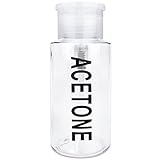 PANA Brand 7oz. (Quantity: 1 Pieces) Acetone Labeled Liquid Push Down Pump Dispenser Bottle (Clear)