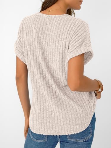 automet women tops summer sweaters short sleeve v neck shirts 2025 spring fashion dressy casual business tunic blouses