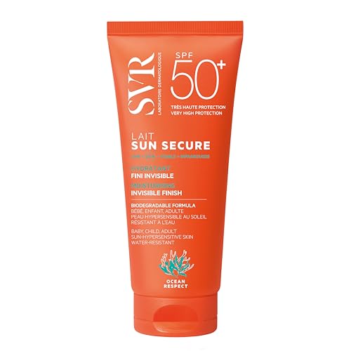 SVR SUN SECURE Face & Body Sunscreen SPF 50+ Milk for All Skin Types, Very High UVA/UVB Factor 50 Sun Cream, Non-Greasy, Reef-Safe, All Ages