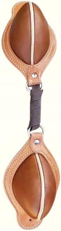 Light Brown Western Natural Leather Softy Pair of Bucking Roll with Steel Dees ST-BR-021